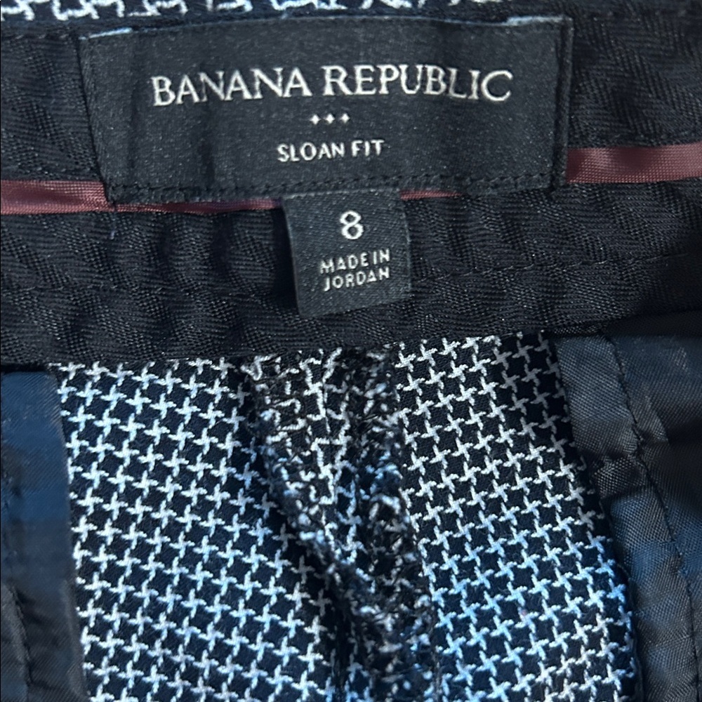 Banana Republic Sloan Fit Black and White Patterned Pants size 8 - Picture 6 of 11